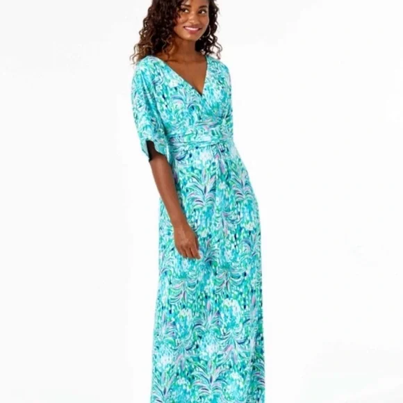 luxury sequin dress DOLLY Luxury Blue Deep V-Neck Sleeveless Long Fish Tail Sequin Cocktail Dress-AROURA M / Blue
